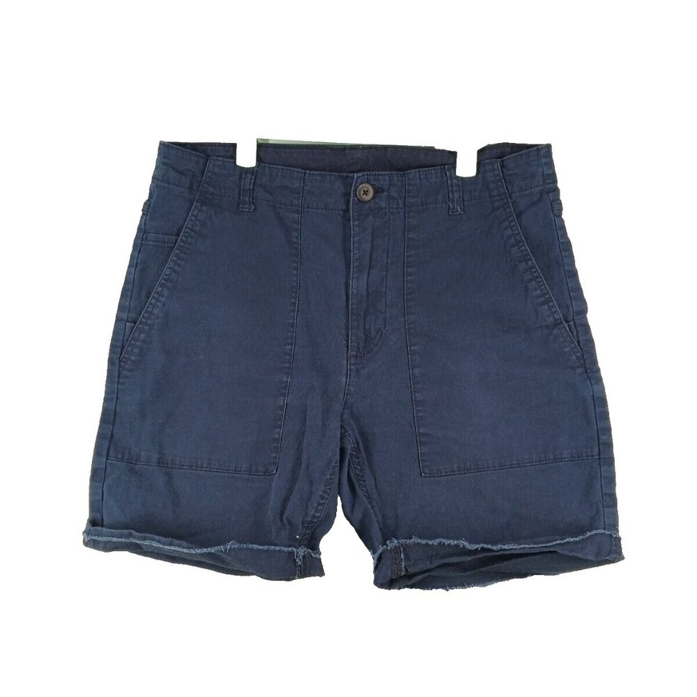 NO BOUNDARIES Men Shorts Size 34W Casual Walking Solid Navy Raw Hem Slant Pocket